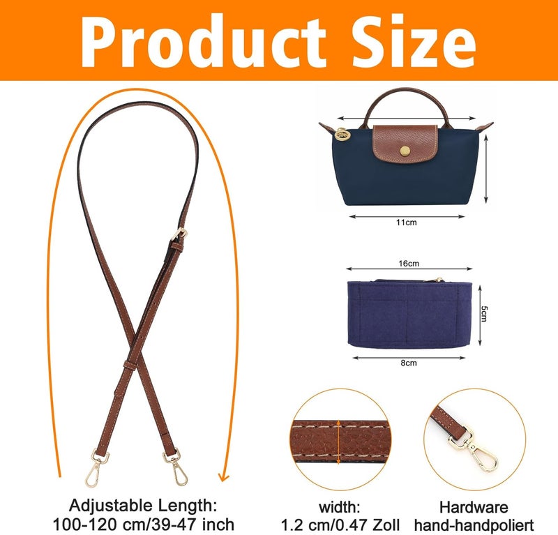 BBKON 2Sets Shoulder Strap for Longchamp Bag Women, Purse Organizer, No-Punch Length Adjustable Leather Replacement Strap - Image 4